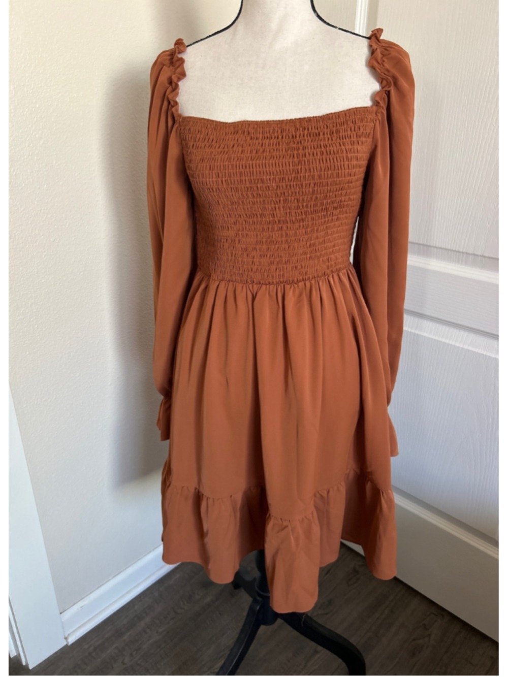 Women's Unbranded Rust Long Sleeve Dress M